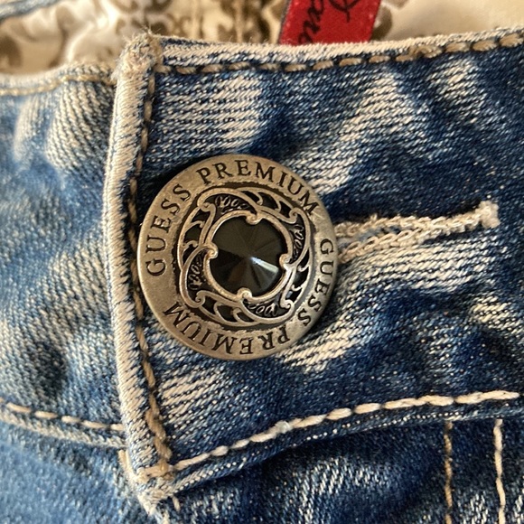 GUESS Premium blue denim studded shorts cutoffs - Picture 8 of 10